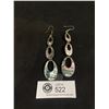 Image 1 : Pair Of 4" Long Shell Inlay Sterling Earrings