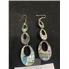 Image 2 : Pair Of 4" Long Shell Inlay Sterling Earrings