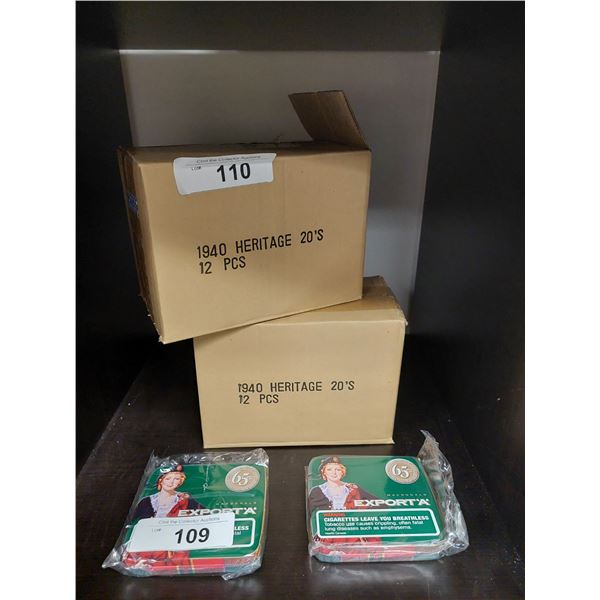 TWO SEALED BOXES GREEN EXPORT A CIGARETTE TINS