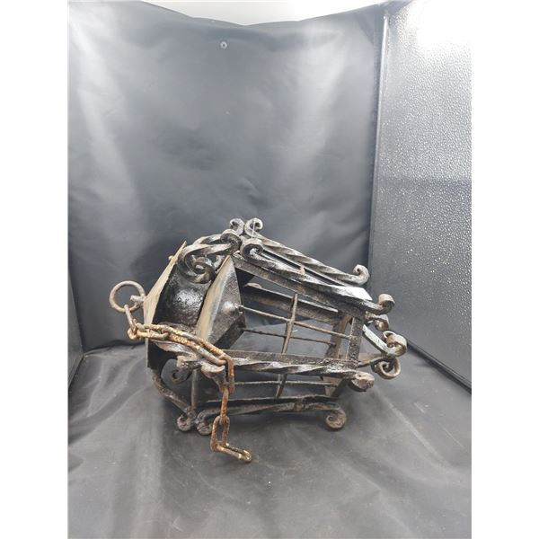 WROUGHT IRON HANGING CANDLE HOLDER