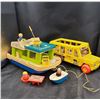 Image 1 : VINTAGE FISHER PRICE HAPPY HOUSEBOAT & SCHOOL BUS