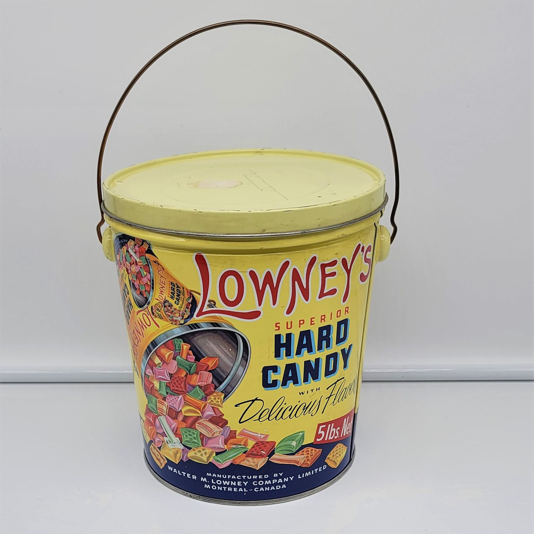 Lowney's Hard Candy Tin Bucket Very Clean 7.25" x 7"
