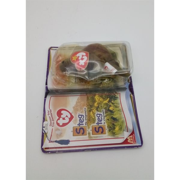 3 x McDonalds TY Beanie Babies Dinosaur Trio Rex, Steg & Bronty year 2000