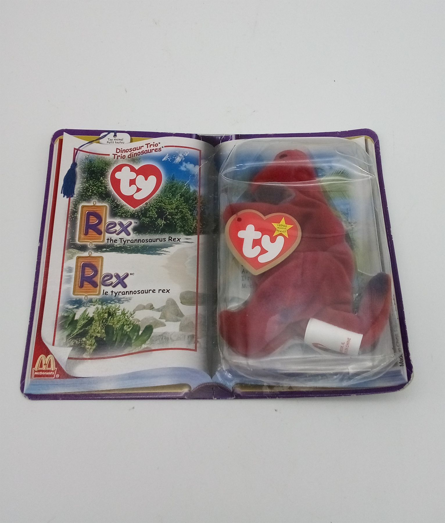 3 x McDonalds TY Beanie Babies Dinosaur Trio Rex, Steg & Bronty year 2000