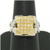 Image 3 : 18k Two Tone Solid Gold 1.10 ctw Round Pave Diamond Square Cocktail Ring