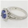 Image 2 : 18k Gold 3.30 ctw Brilliant Tanzanite Solitaire w/ Diamond Halo Split Shank Ring