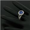 Image 6 : 18k Gold 3.30 ctw Brilliant Tanzanite Solitaire w/ Diamond Halo Split Shank Ring