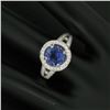Image 7 : 18k Gold 3.30 ctw Brilliant Tanzanite Solitaire w/ Diamond Halo Split Shank Ring