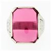 Image 4 : Antique Art Deco Mens Large Engraved 14k White Gold & Rectangular Red Stone Ring