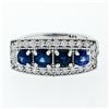 Image 3 : NEW 14K White Gold 2.07 ctw Round Sapphire & Diamond Milgrain Etched Band Ring