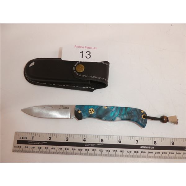 Signed Folding Knife with Sheath