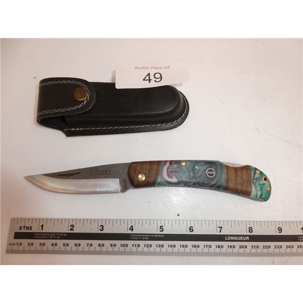 Signed Folding Knife with Sheath
