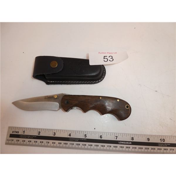 Signed Folding Knife with Sheath