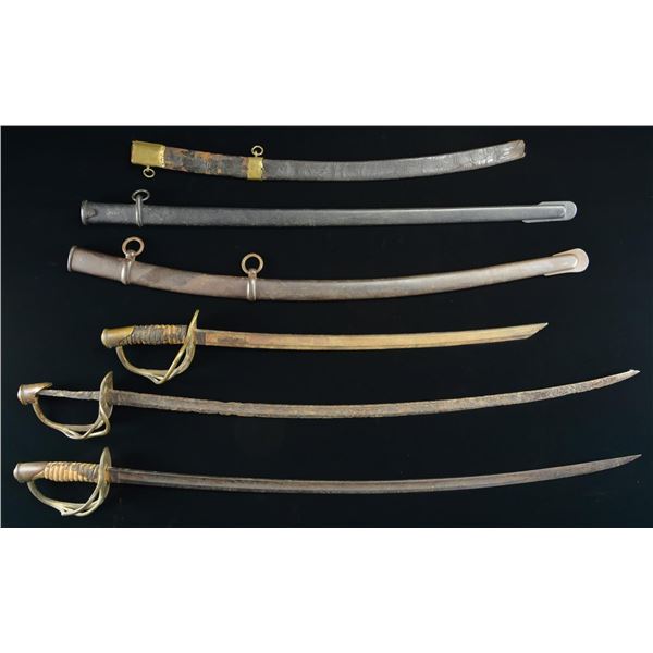 3 RELIC US M1860 CAVALRY SABERS AND 3 UNASSOCIATED