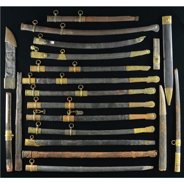 LARGE GROUP OF CIVIL WAR VINTAGE SWORD SCABBARDS.