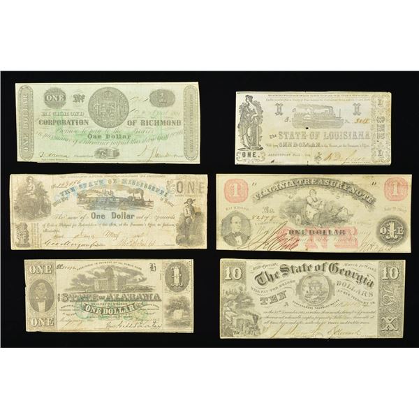 GROUP OF SIX CONFEDERATE OBSOLETE SOUTHERN