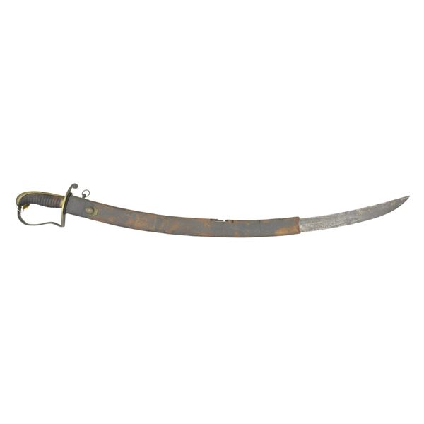 19TH CENTURY BRASS HILT MILITIA OFFICER SWORD.