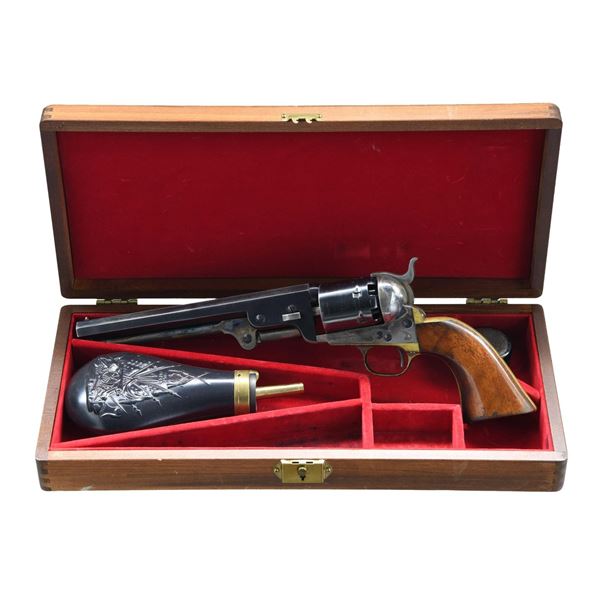 CASED NAVY ARMS 1851 COLT NAVY REVOLVER.