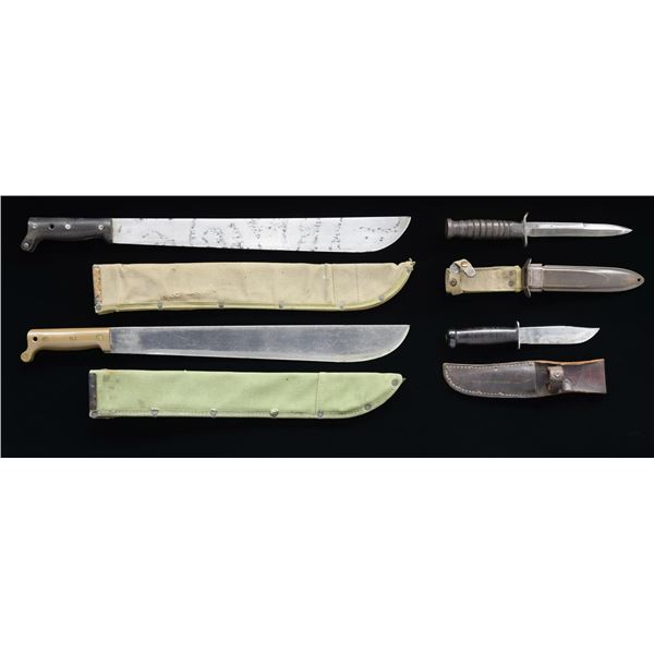 4 US WWII KNIVES & MACHETES.
