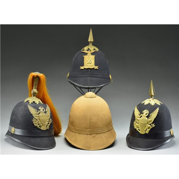 4 INDIAN WAR PERIOD US HELMETS.