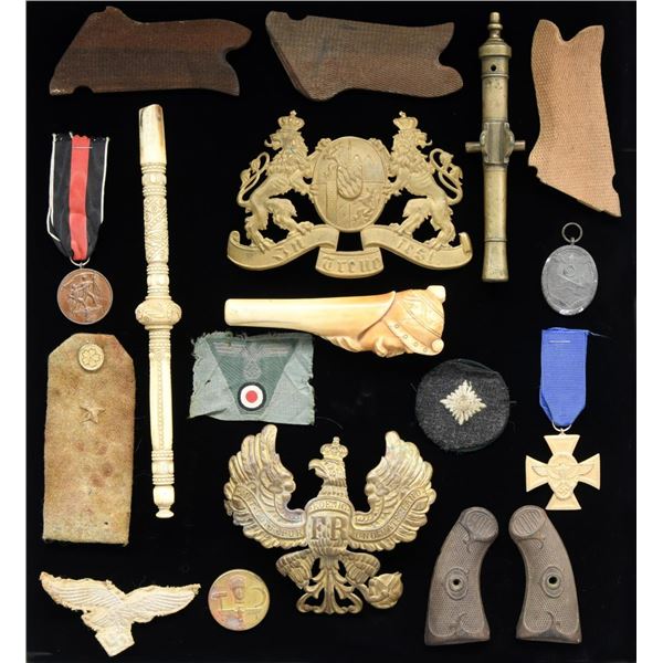 WWI & WWII GERMAN MILITARIA, PISTOL GRIPS, A TOY