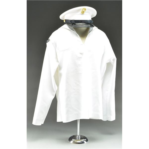 WHITE DRESS USMC ENLISTED CAP & USN TOP.