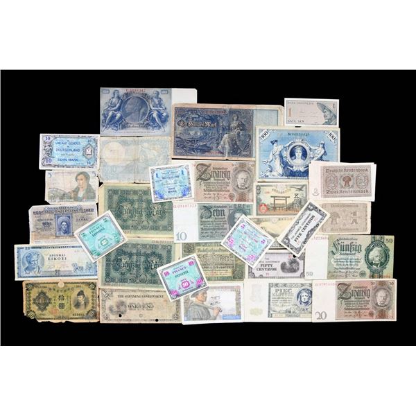 LARGE GROUP OF MOSTLY WWI & WWII FOREIGN CURRENCY