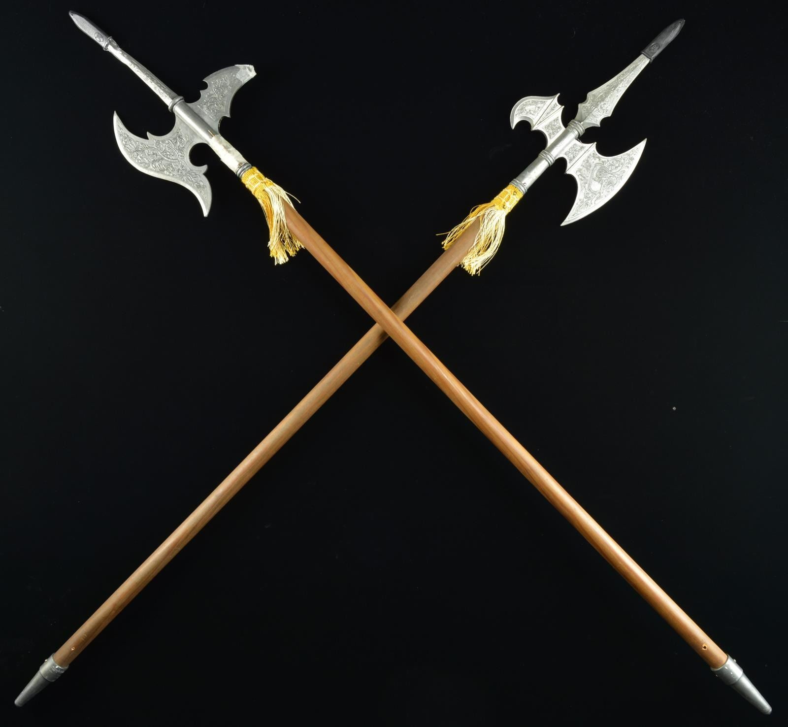 2 SPANISH REPRODUCTION 16TH CENTURY HALBERDS.