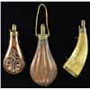 Image 1 : 3 LARGE POWDER FLASKS & HORN.