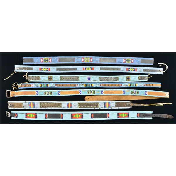 GROUP OF SEVEN AMERICAN INDIAN BEADED BELTS.
