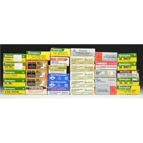 30+ BOXES OF RIFLE AMMUNITION.