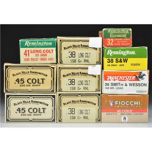 10 BOXES OF COWBOY ACTION REVOLVER CALIBER AMMO.