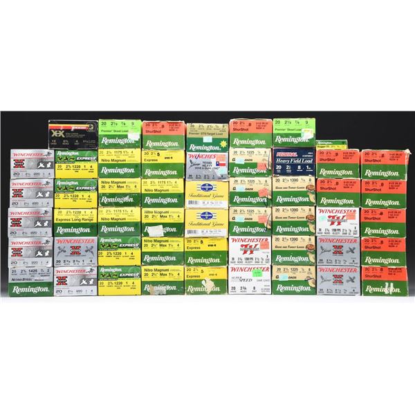 51 BOXES OF 20 GA, MOSTLY 2 3/4" AMMO.