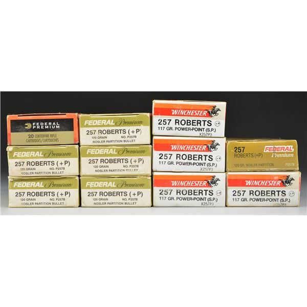 196 RDS. (11 BOXES) OF 257 ROBERTS +P AMMO.