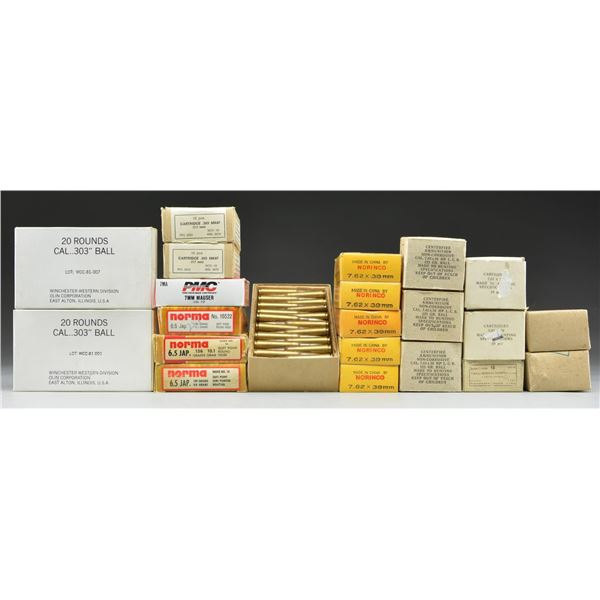 21 BOXES OF MILITARY CALIBER RIFLE AMMO.