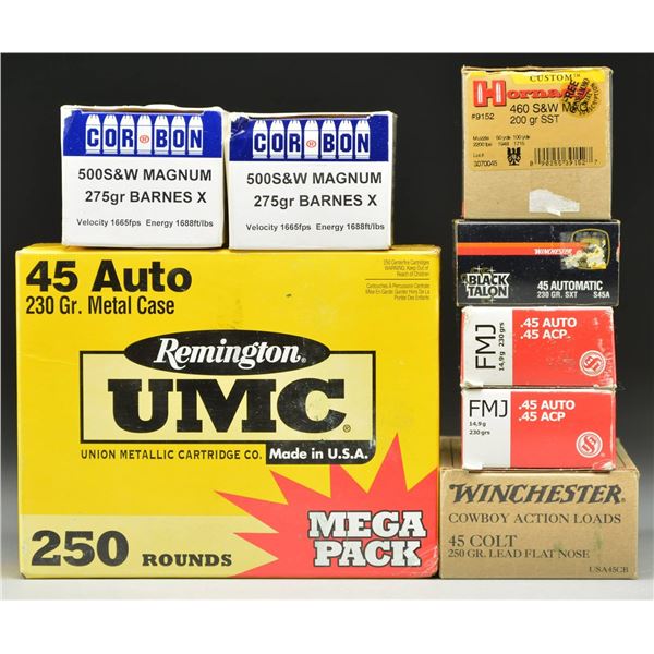 8 BOXES OF ASSORTED AMMUNITION.