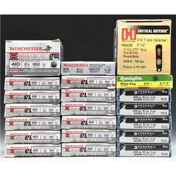 130 RDS. (21 BOXES) OF 410, 2 1/2" SLUGS.