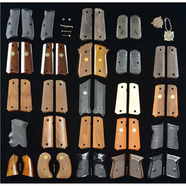 20+ PAIRS OF COLT, WALTHER, RUGER & MISC. GRIPS.