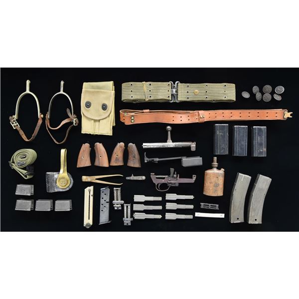VARIED GROUPING OF GUN PARTS, MAGAZINES &