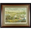 Image 1 : FINE ORIGINAL 1891 FRAMED COLOR LITHOGRAPH “BATTLE