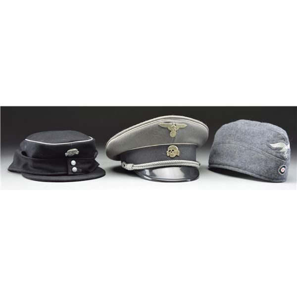 3 REPRODUCTION WWII GERMAN HATS.