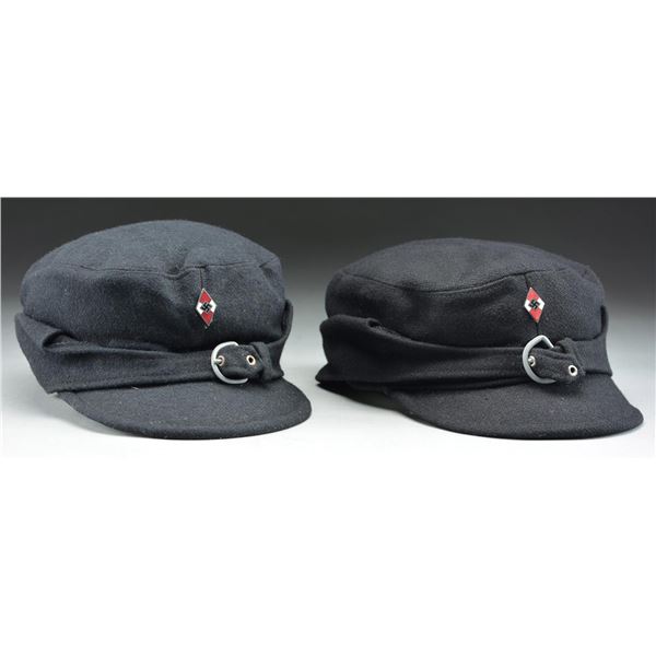 2 WWII GERMAN HJ FIELD CAPS.