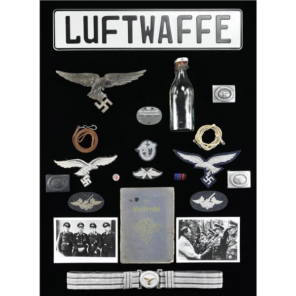 WWII GERMAN LUFTWAFFE INSIGNIA, EQUIPMENT &