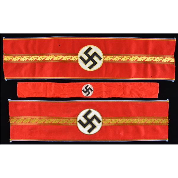 3 WWII GERMAN ARMBANDS.