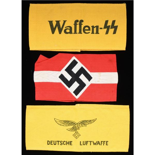 ORIGINAL WWII GERMAN HJ ARMBAND & 2 REPRODUCTION