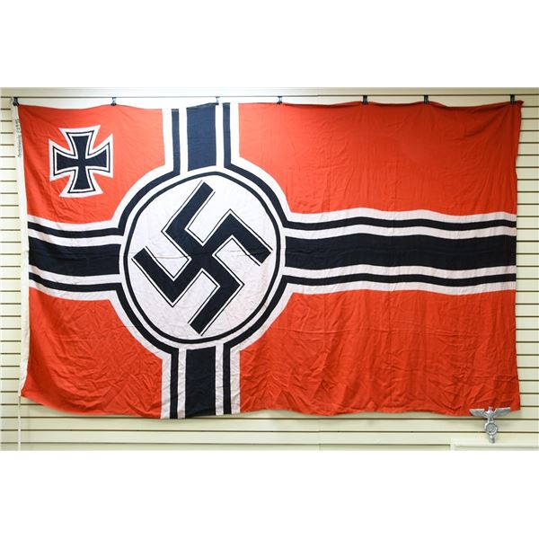 WWII GERMAN BATTLE FLAG & FLAG POLE TOP.
