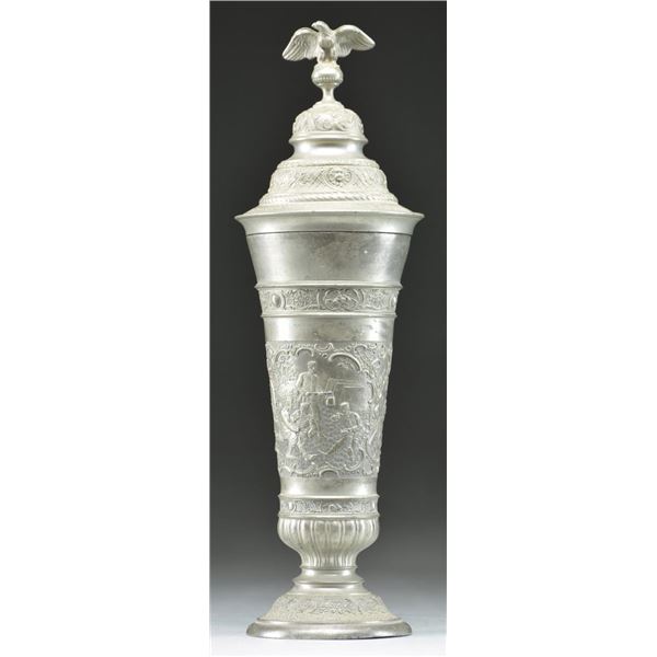 IMPERIAL GERMAN REGIMENTAL PEWTER COVERED POKAL.
