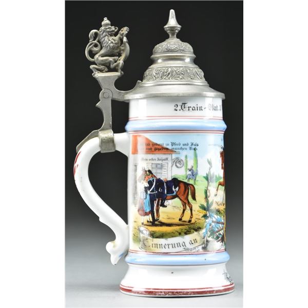 IMPERIAL GERMAN REGIMENTAL STEIN FOR THE 2nd TRAIN