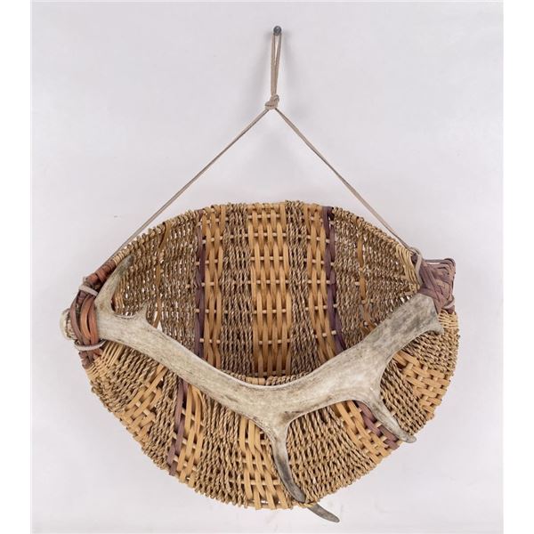Large Indian Whitetail Deer Antler Basket