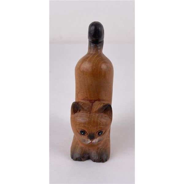 Carved Teak Wood Cat